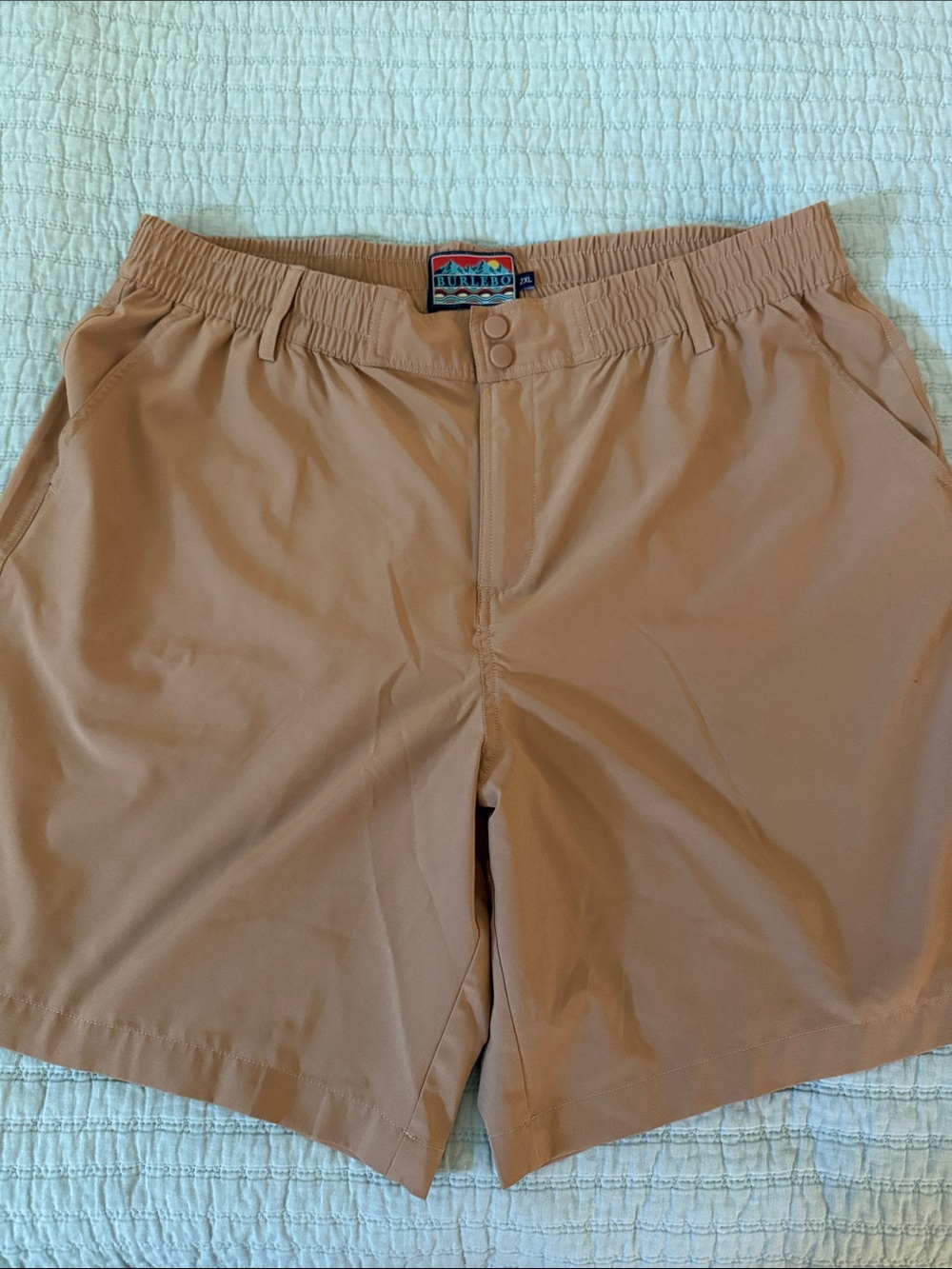 BURLEBO Men's Athletic Shorts in Tan Khaki